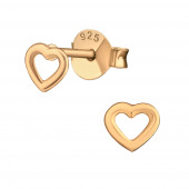 Cercei din argint placat cu aur roz 14K in forma de inimioara model DiAmanti DIA29103